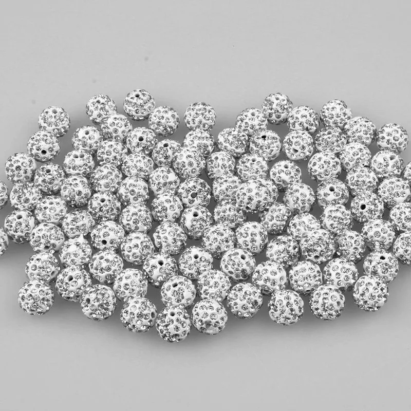 Miçanga Bola Em Strass 10mm Branco