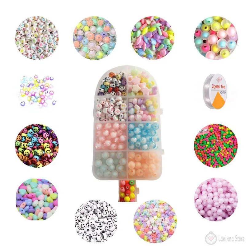 Kit Miçangas Montagem Bijuterias Infantil Sorvete 370 Peças