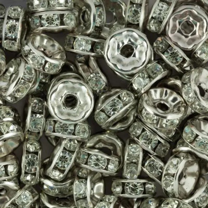 Rondela Rondelle de Strass 8mm com 100 unidades - Prata