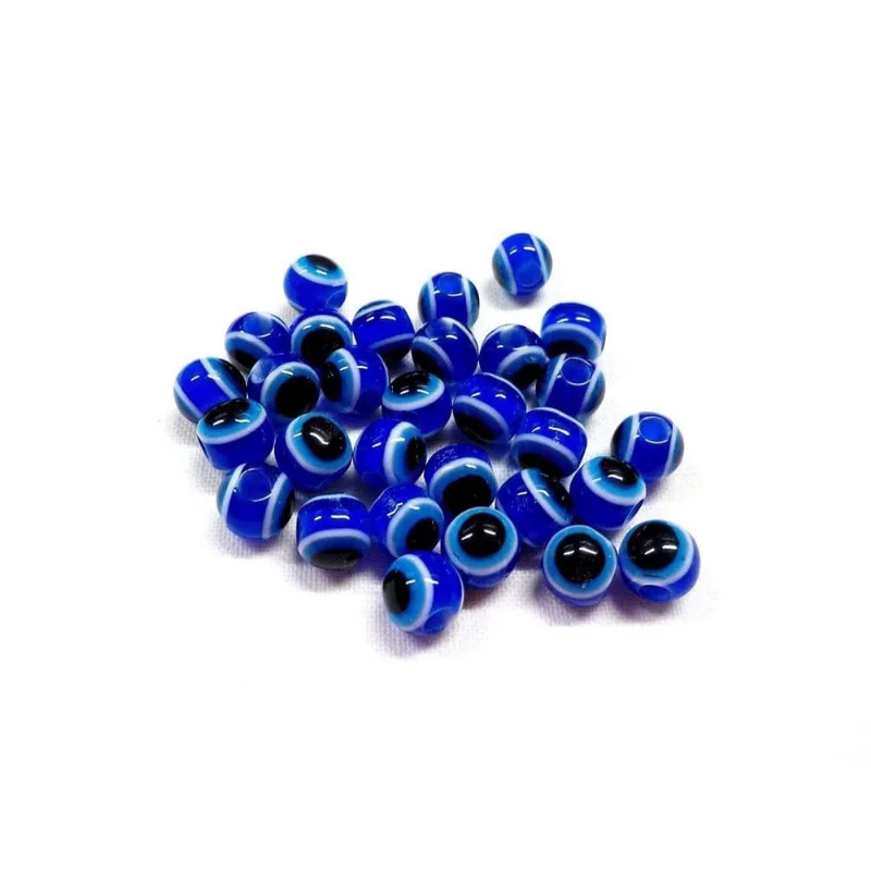 Miçanga Olho Grego Redondo Azul Furo Passante 8Mm 50