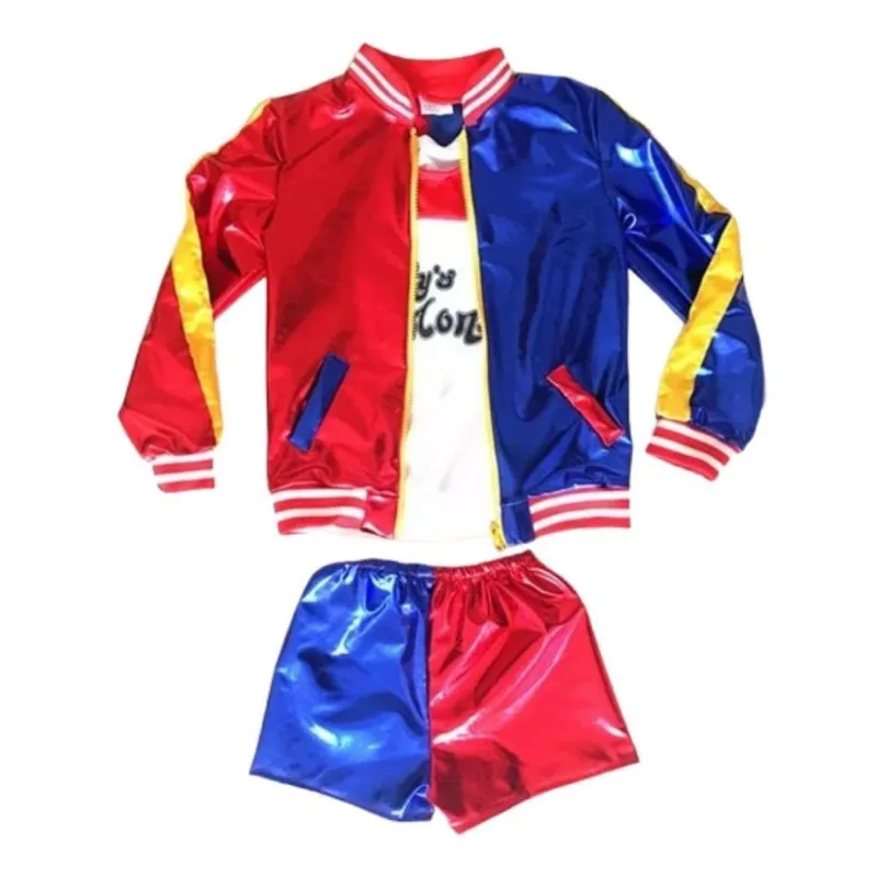 Fantasia Infantil Cosplay Arlequina 130Cm Veste 8 A 9 Anos