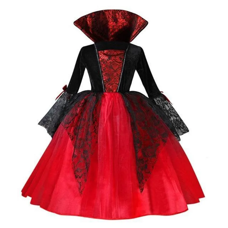 Fantasia Infantil Gótica Vampira 130Cm Veste 8 A 9 Anos