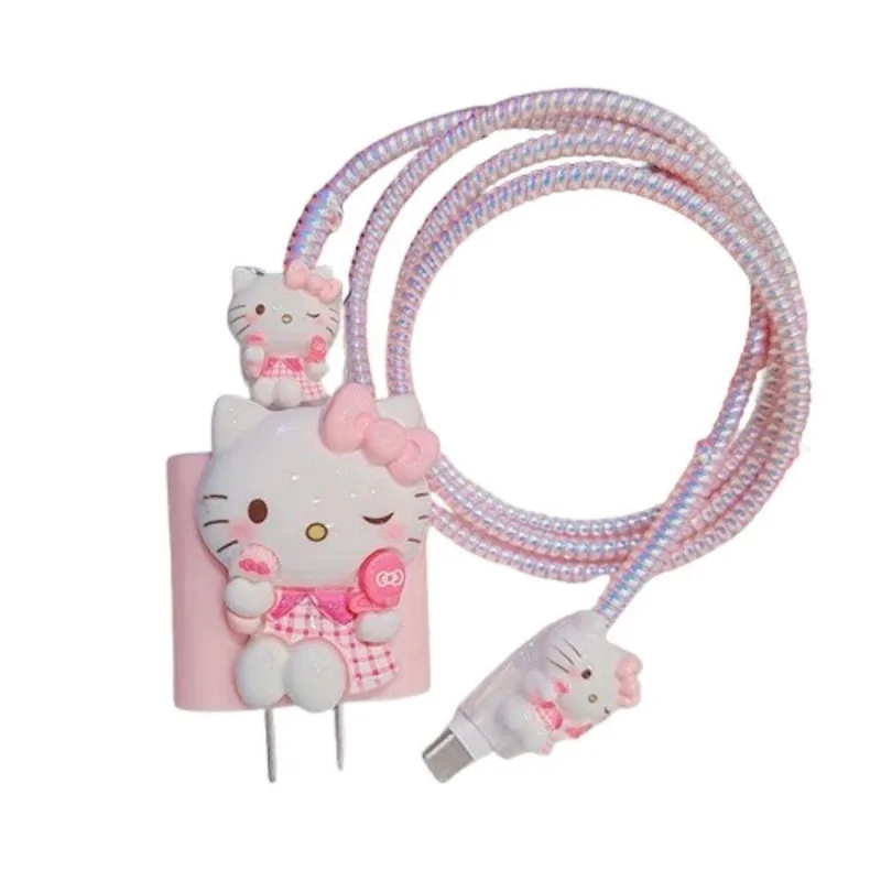 Capa Protetora De Carregador Cabo De Silicone Hello Kitty