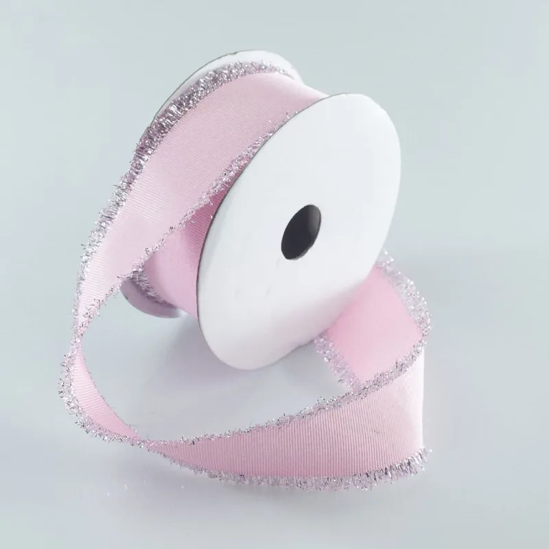 FITA DE GORGURAO COM GLITTER NAS LATERAIS 40MM COM 9 METROS 337 - Rosa