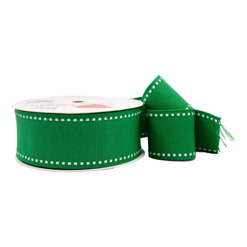 Fita De Gorgurão Pespontada 38Mm Em Poliester Com 10 Metros 583Y - Verde Bandeira
