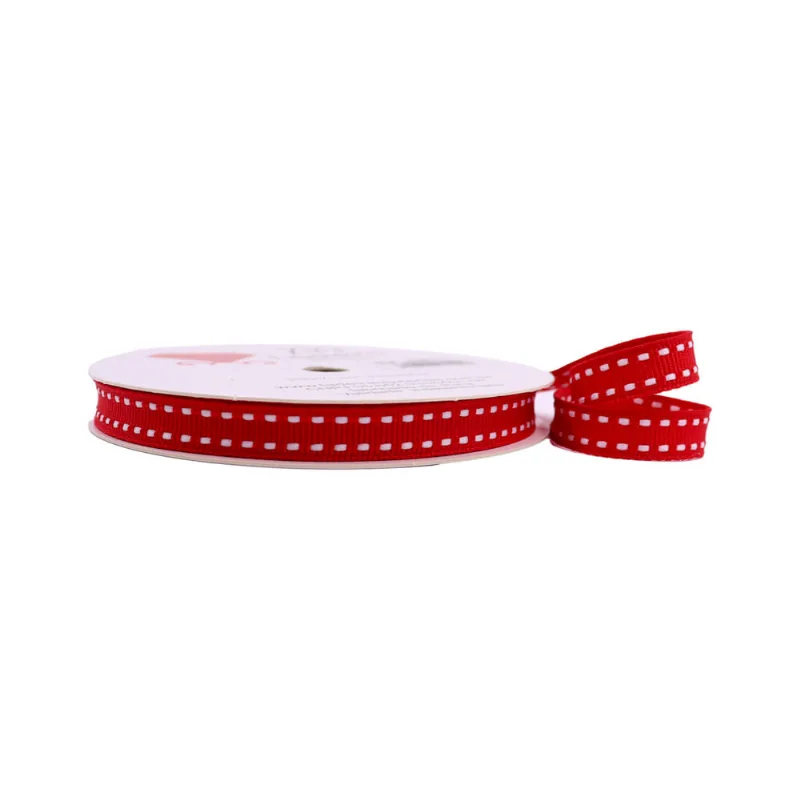 FITA DE GORGURÃO PESPONTADA 10MM EM POLIESTER COM 10 METROS 250Y - Vermelho