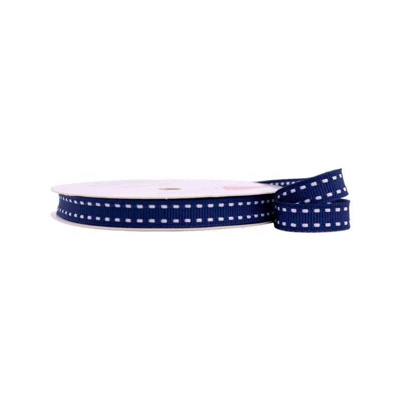 FITA DE GORGURÃO PESPONTADA 10MM EM POLIESTER COM 10 METROS 329Y - Azul Marinho
