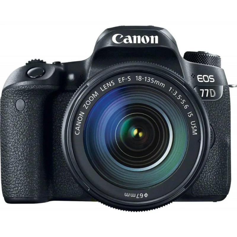 Câmera Dslr Canon Eos 77d, 24.2mp, 3", Wi-fi + Kit Is Usm - Preto