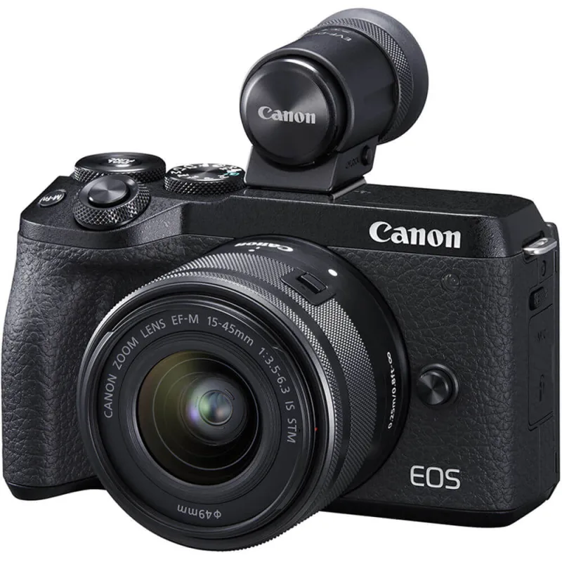 Câmera Canon EOS M6 MarkII Mirrorless com Lente 15-45mm e Visor EVF-DC2 (Preta) - Canon