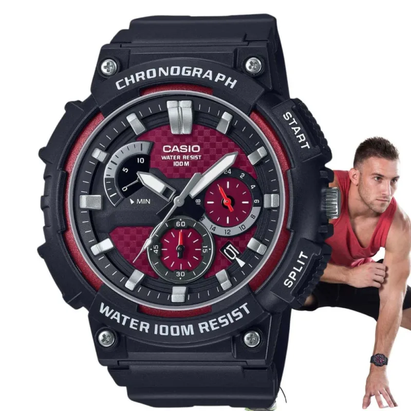 Relógio de Pulso Casio Masculino Analógico Cronógrafo Prova Dágua 100 Metros Calendário Original Robusto Esportivo Preto MCW-200H-4AVDF - Casio