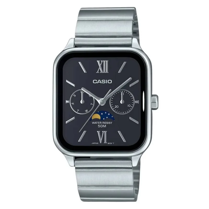 Relógio Casio Masculino Ref: Mtp-m305d-1a2vdf Retangular Prateado Sol e Lua - Casio