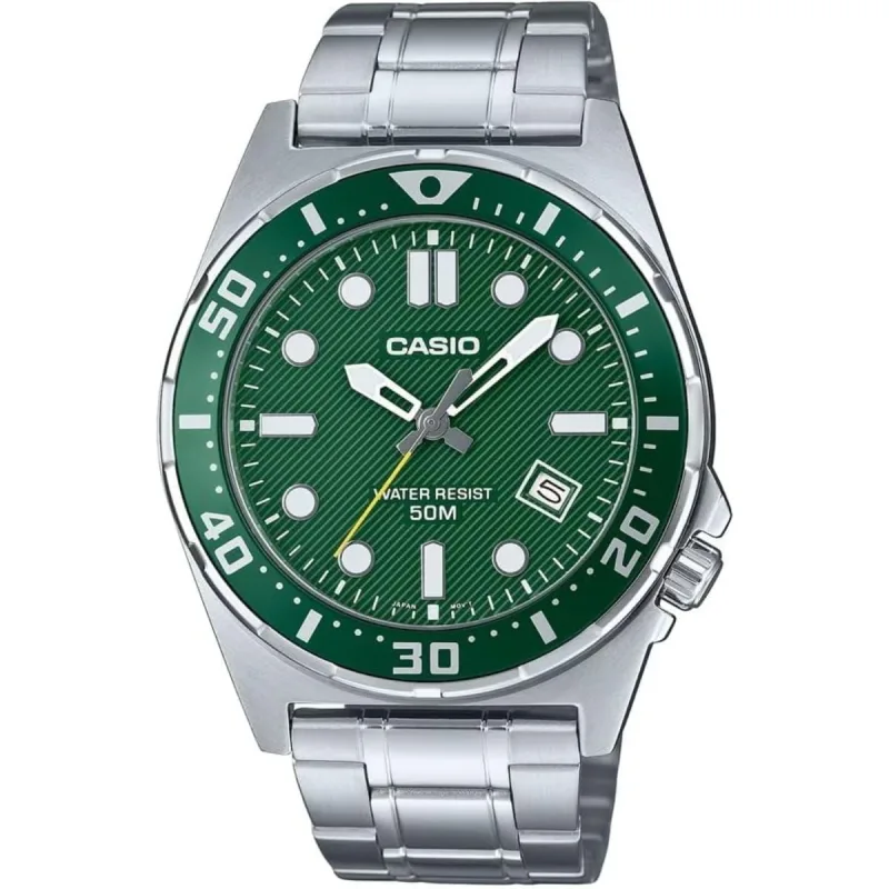 Relógio Casio  Analógico Prata Verde MTD-135D-3AVDF - casio