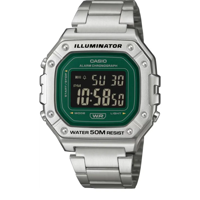 Relógio Casio Masculino Ref: W-218hd-3avdf Retangular Digital Prateado - Casio