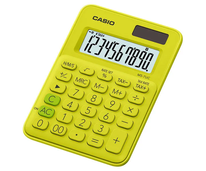 Calculadora De Mesa 10 Digitos Solar Verde Limao (Ms-7uc-Yg) - Casio - LC
