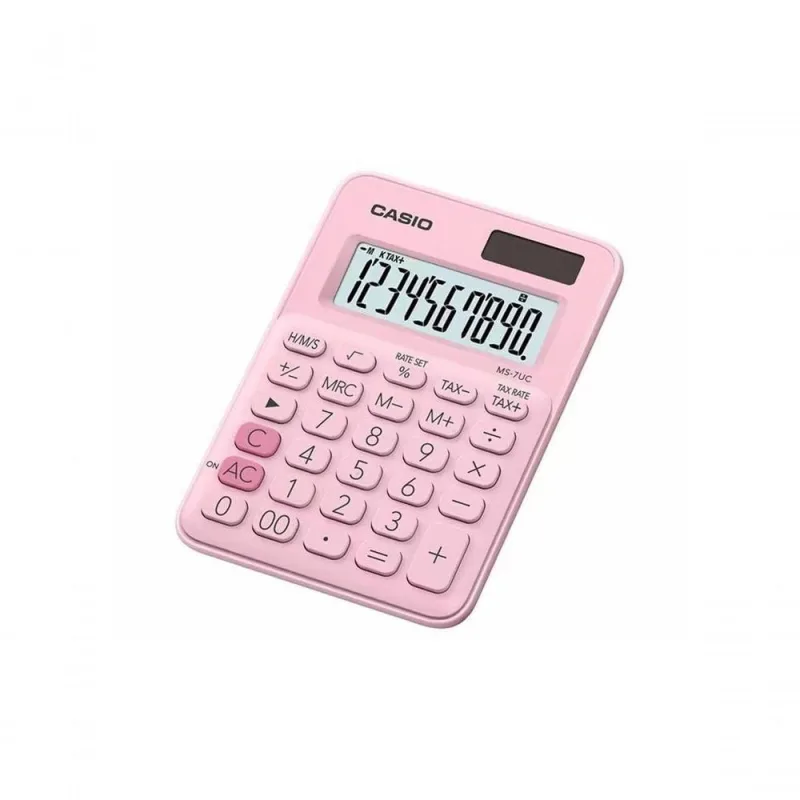 Calculadora de Mesa Casio MS-7UC-PK-N-DC 10 Dígitos com Cálculo de Tempo e Alíquotas Alimentação - casio