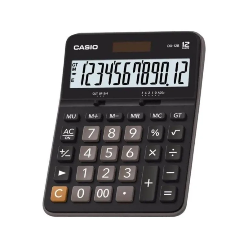 Calculadora de Mesa Casio DX-12B 12 Dígitos Alimentação Dupla Visor Amplo LCD Preta - casio