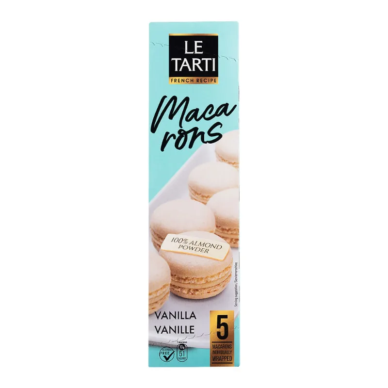 Macarons Recheado Frances LE TARTI Baunilha Caixa 60g