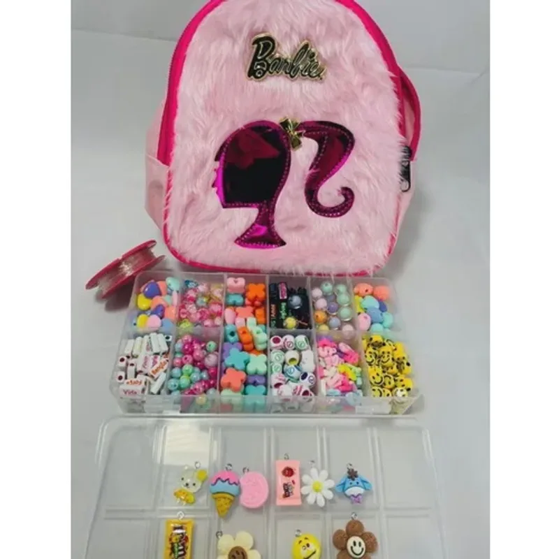 Kit De Miçangas + Bottons + bolsa Coloridas E Formas Desenhos Variadas Para Fazer Pulseiras, Colar, Brincos