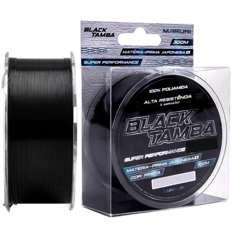 Linha de Pesca Monofilamento Black Tamba 0,46MM 300M Resistência 42LB Preta Maruri Fishing