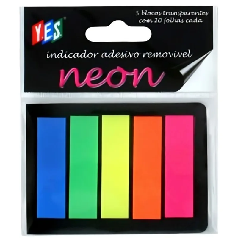 Marcador Adesivo Flags 100 Folhas 5 Cores Neon