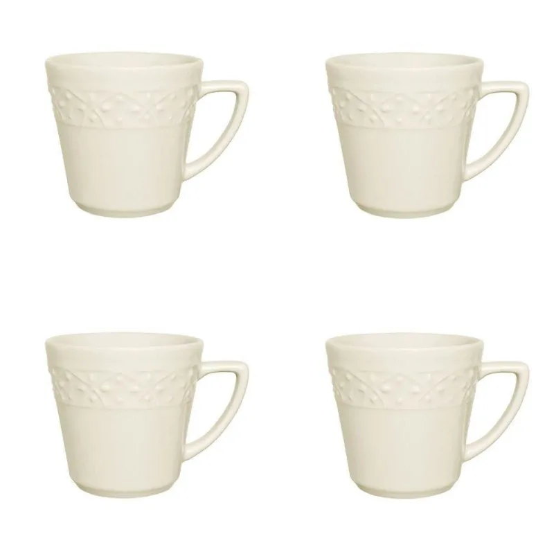 Conjunto De Canecas 04 Peças Mendi Marfim 360 Ml Oxford