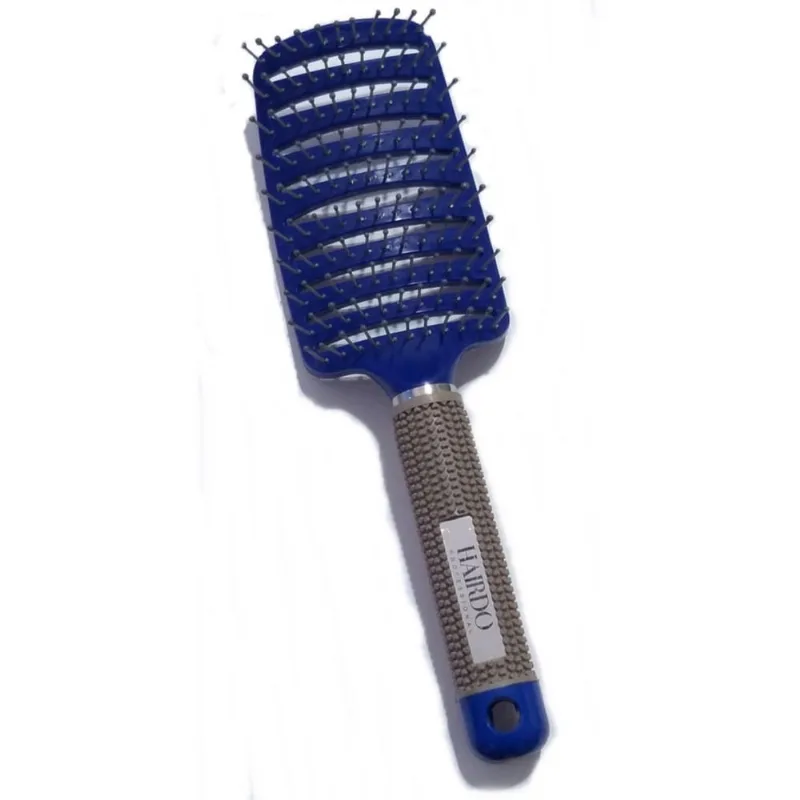 Escova Raquete Vazada Curva Cerâmica Profissional Azul