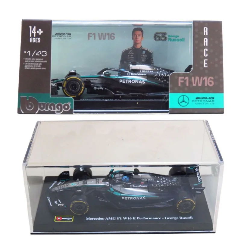 Mercedes F1 W16 - George Russell # 63 - Acrílico - Formula 1 2025 - Mercedes AMG Petronas - 1/43 - Bburago