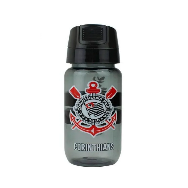 Garrafa De Plástico Preta Corinthians 450ml Oficial