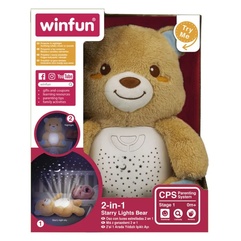Urso de Pelúcia com Projetor de Luz 2 em 1 WinFun
