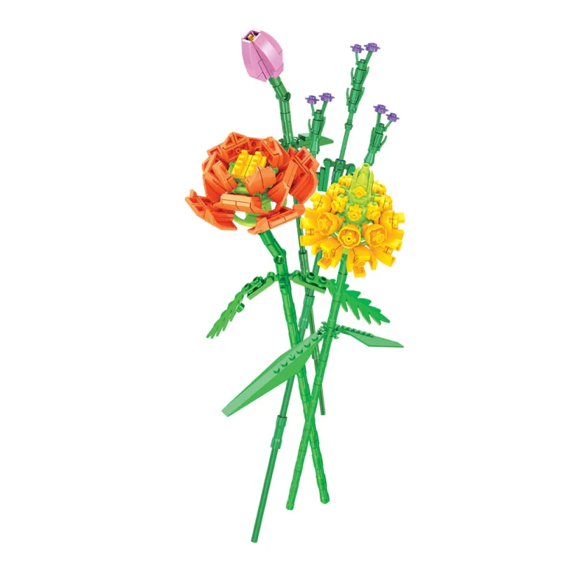 Blocos de Montar Infantil Buquê de Flores Brink+ Multicolorido - Brink+