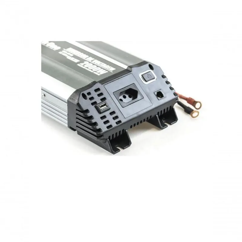 Inversor De Voltagem Para Veículo Line 2000w Pico 1000w Preto Compatível Com Carros E Caminhões Tech