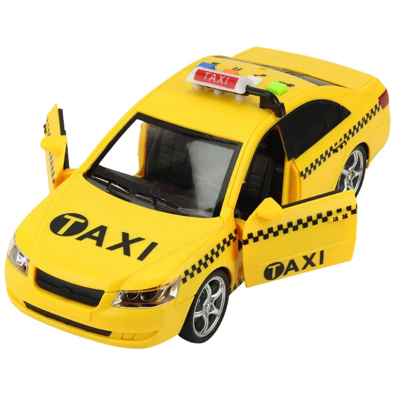 Carrinho de Brinquedo Infantil Luzes e Som e Porta que Abre e Fecha Carro Taxi BBR