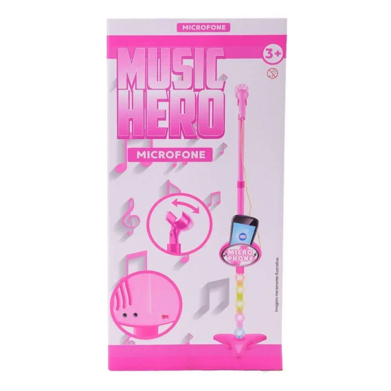 Microfone Com Pedestal - Music Hero - Com Luz E Som - St Import - OUTRAS MARCAS