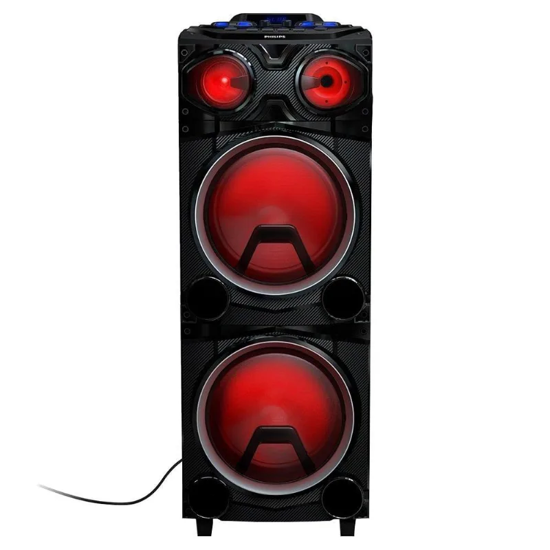Caixa de Som Amplificada Philips Party Speaker TAX3708/78 Entrada aux, Cartão sd, Bluetooth, 2000W rms, Preto
