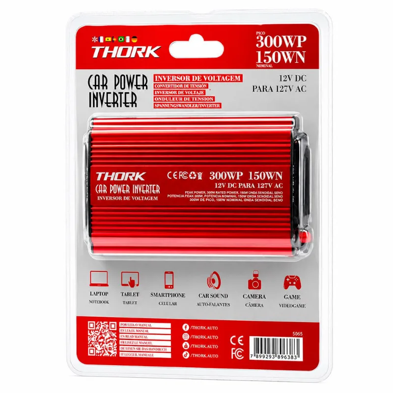 Inversor de Voltagem Thork 300W 12V para 127V (MP)