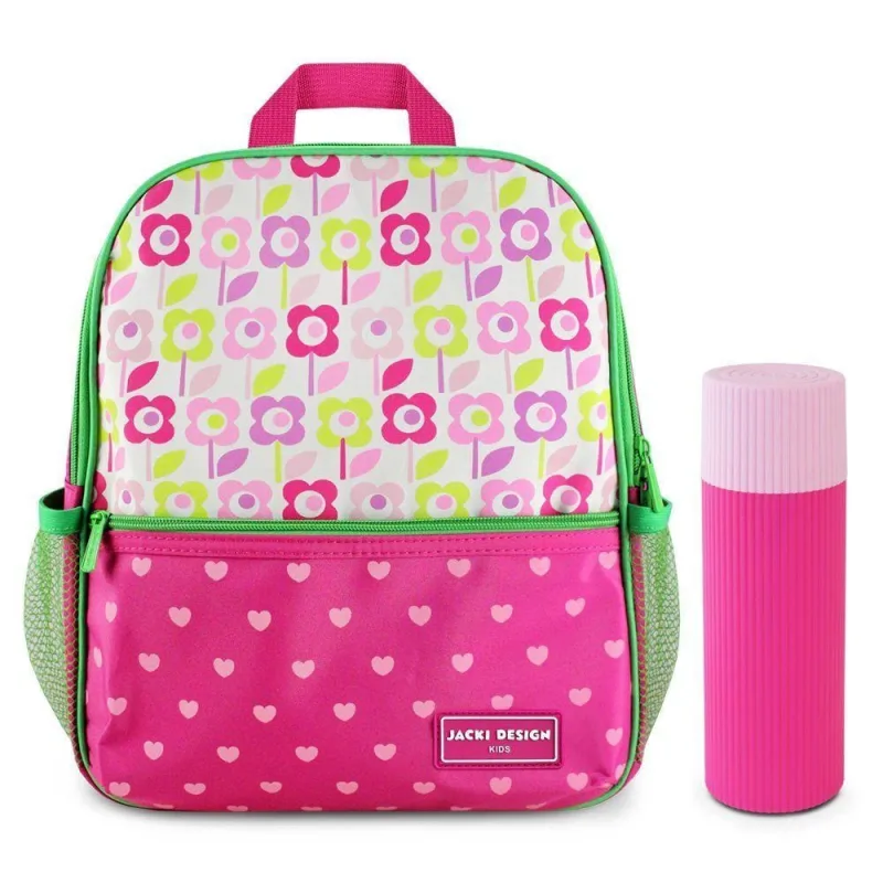 Kit Mochila Infantil + Porta Acessórios Jacki Design Pink Flor - JACKI DESIGN