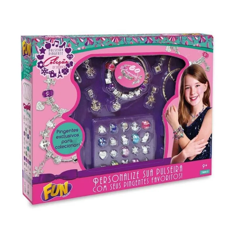 Pulseira Pingente - Coleção de Desejos Grande com 60 Pingentes - Fun