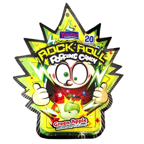 Bala Popping Candy Green Apple Rock Roll 30g - GREEN