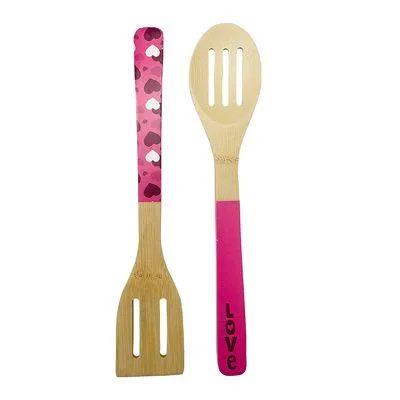 Conjunto de Espátulas de Bambu Casual Home Love 2 Peças Natural - Casual Home