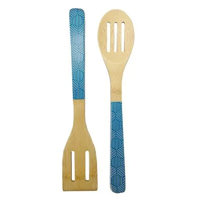 Conjunto de Espátulas de Bambu Casual Home Geométrico 2 Peças Sortido - Casual Home