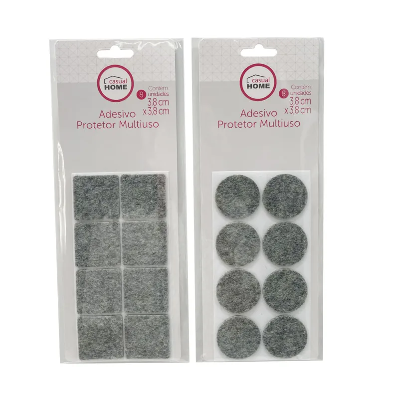 Protetor de Feltro Casual Home CK4016 3,8x3,8cm 8un Cinza Autoadesivo - Casual Home