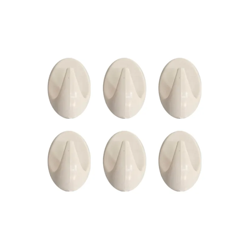 Ganchos Autoadesivos Casual Home 6 Unidades Branco Plástico PP Suporta 1kg Z59001160B - Casual Home