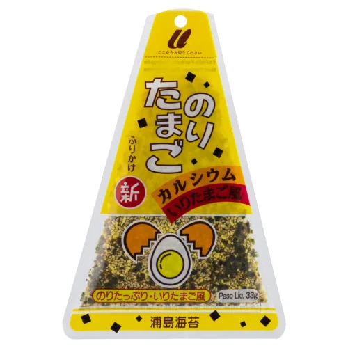 Tempero Para Arroz Furikake Triângulo Ovo Com Alga Marinha Nori Urashima Pacote 33g - URASHIMA