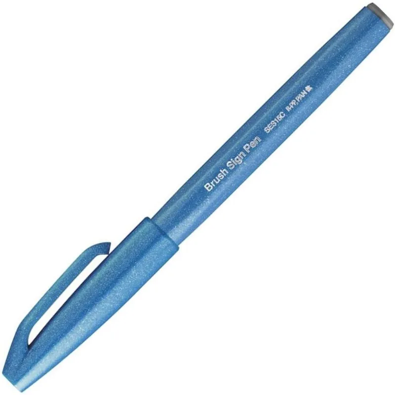 Caneta Brush Sign Pen Azul Céu