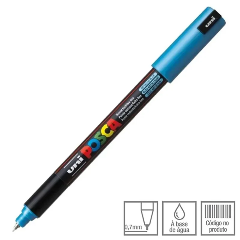 Caneta Marcador Perma Uni Posca 0.7mm Azul Metálica