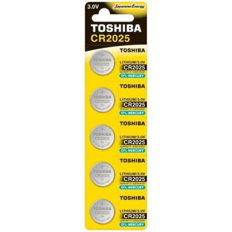Pilha Moeda Lithium 3V CR2025 (Com5 Pilhas) Toshiba - Toshiba