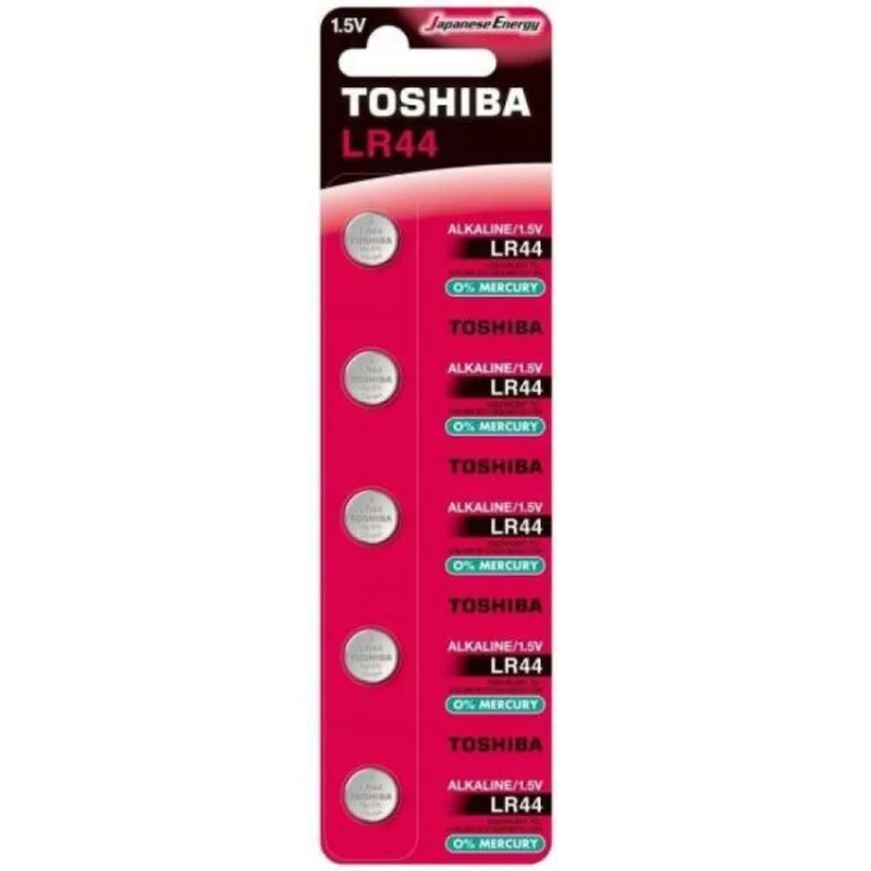 Pilha Botão Alcalina 1,5V LR44 (Com5 Pilhas) Toshiba