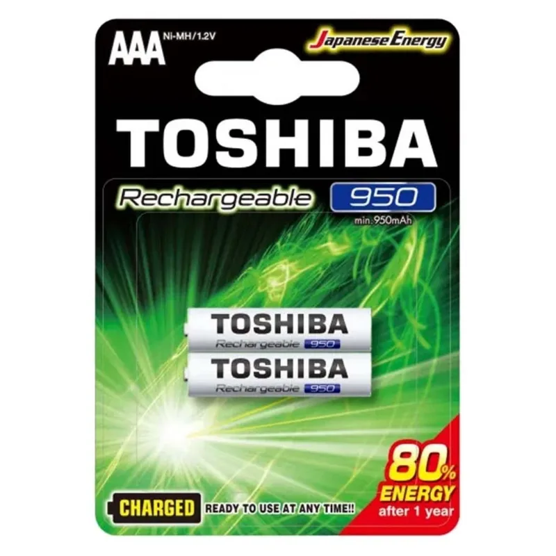 Pilha Recarregável Toshiba TNH03GAE AAA 950mAh Blister Com 2 Pilhas (MP)