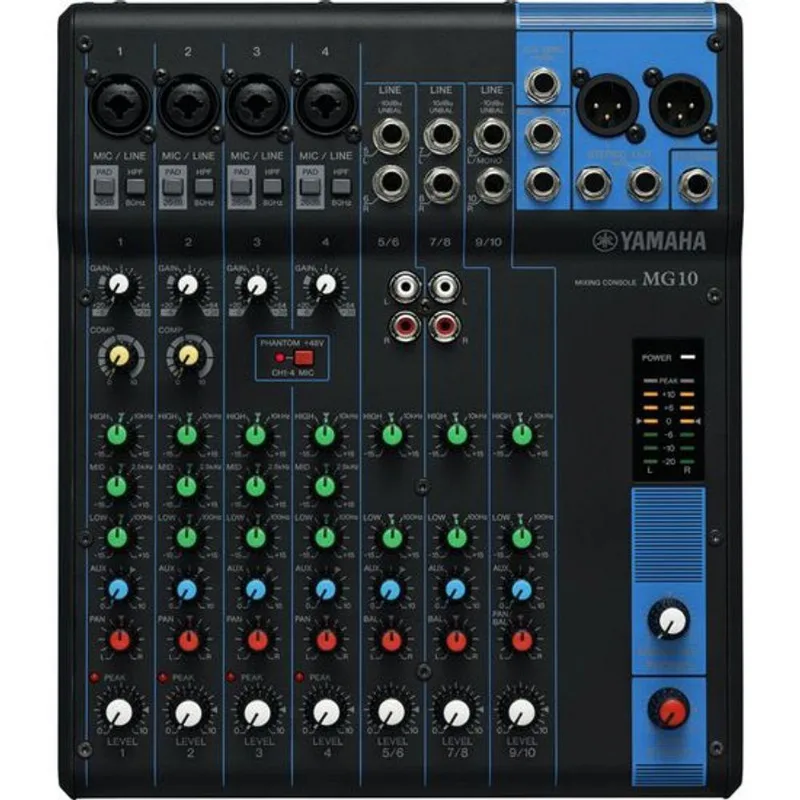 Mesa De Som Analógica Mg10 10 Canais Com Construção Metálica Robusta Preta Yamaha