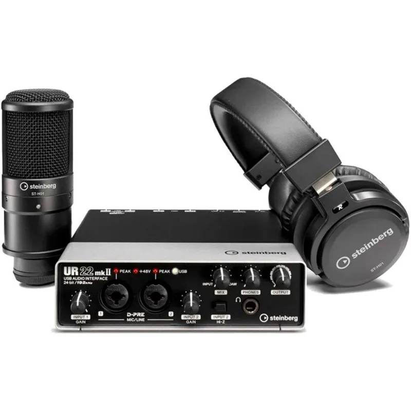 Kit Recording Pack Steinberg Ur22 Interface Fone Microfone